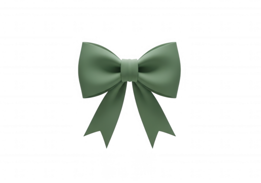 Sage green ribbon bow isolated on a transparent background