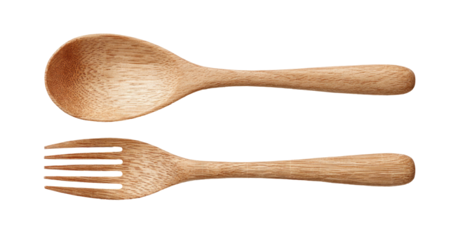 Wooden spoon and fork
