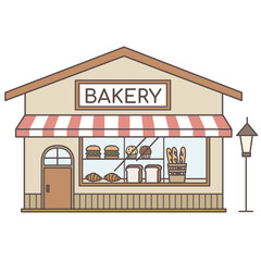 パン屋さんの外観イラスト