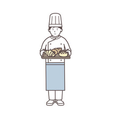 男性のパン屋さんのイラスト