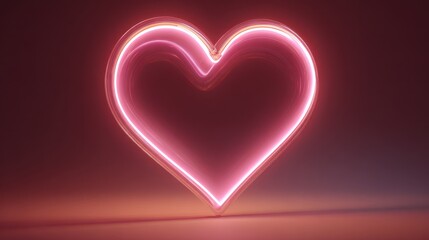 Neon Heart Shape with Pink Glow on Dark Background for Love Themes