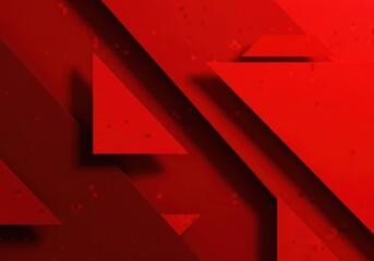 Vibrant red abstract geometric shapes with deep shadows and highlights