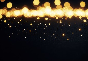 Abstract golden bokeh lights and falling sparkles