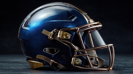 Blue and Gold American Football Helmet with Glossy Finish