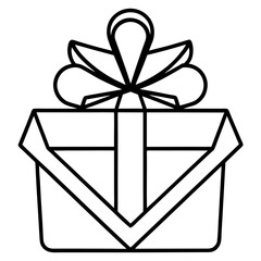 Simple Gift Box in Envelope Line Art Vector Isolated on White