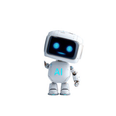 Cute AI Robot on Transparent Background for Tech Concepts