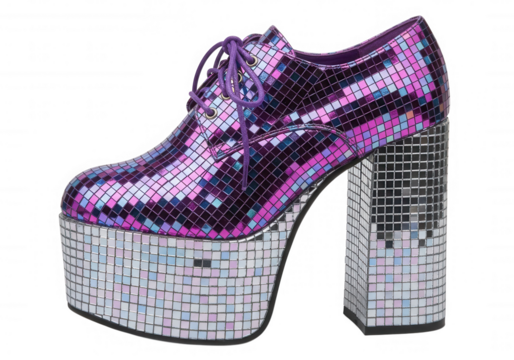 Disco ball platform heels isolated on a transparent background
