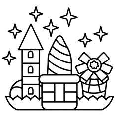 Obraz premium Simple Festive Game Asset Icons Line Art Vector Isolated on White