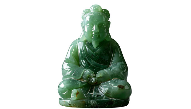 Green jade statue of a seated figure in detailed craftsmanship - Powered by Adobe
