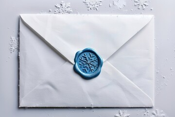 Coquette white envelope snowflake mail blue.