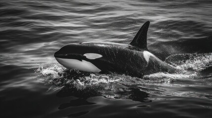 Obraz premium Orca whale surfacing in the ocean