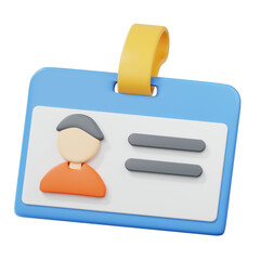 3D Identity Card Icon with Lanyard Clip Modern Employee Badge Access Pass