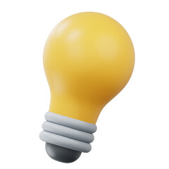 Bright Idea Yellow Lightbulb 3D Illustration Innovation Concept