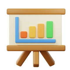 3D Bar Chart Presentation Board Icon Business Data Growth
