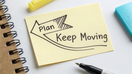 Inspirational Note with Arrow Design Motivating Action and Planning for Progress Towards Goals and Success in Daily Life