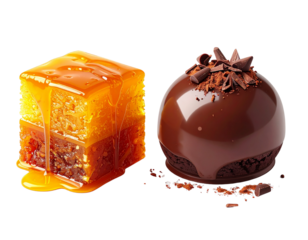 Chocolate Sweet and Syrup Based Sweet Collection, isolated on transparent background