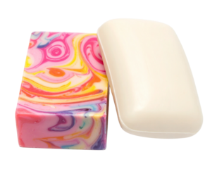 Round Shaped Soap and Rectangular Shaped Soap Pair, isolated on transparent background