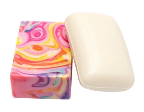 Round Shaped Soap and Rectangular Shaped Soap Pair, isolated on transparent background