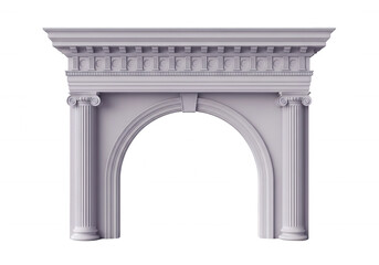 Ornate architectural archway with columns isolated on a transparent background
