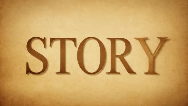Vintage parchment texture with wooden letters forming a compelling story