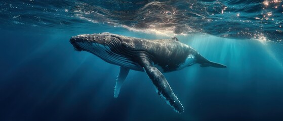 Fototapeta premium Humpback whale swimming underwater