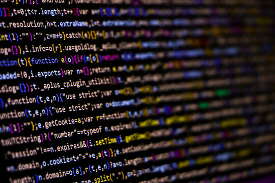 Software source code. Programming code. Programming code on computer screen. Developer working on program codes in office. Source code photo. Technology background