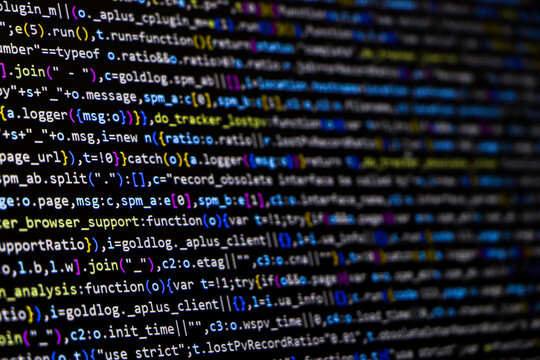 Software source code. Programming code. Programming code on computer screen. Developer working on program codes in office. Source code photo. Technology background