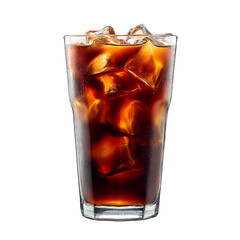 Refreshing iced black coffee in a glass, isolated on transparent for cool summer enjoyment.
