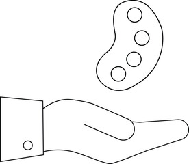 line icon of a hand carrying a painting palette icon