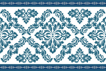seamless floral pattern with geometric and damask flowers