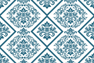 seamless floral pattern with geometric and damask flowers