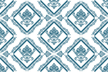 seamless floral pattern with geometric and damask flowers