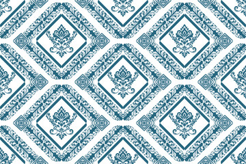 seamless floral pattern with geometric and damask flowers