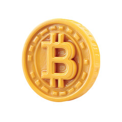 Gold Bitcoin Coin with Cryptocurrency Finance, Digital Currency, and Isolated.