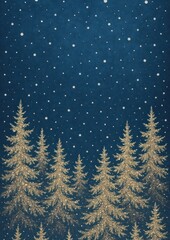Obraz premium Golden trees under starry sky.