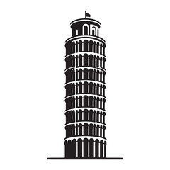 Leaning Tower of Pisa Vector Silhouette