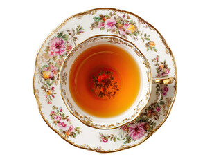 Ornate teacup and saucer, top view