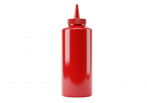 Red squeeze bottle isolated on a transparent background