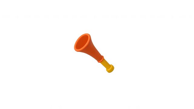 Vuvuzela in orange and yellow against white background. Suitable for sports events, music themes.