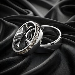 wedding rings on black background