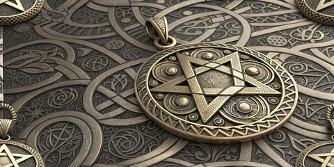 Obraz premium Star of David Bronze Amulet Pendant Jewelry Ornament Details