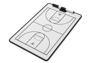 Basketball clipboard with marker planning game strategy