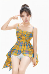 Naklejka premium Summer image of Asian women wearing cool clothes
