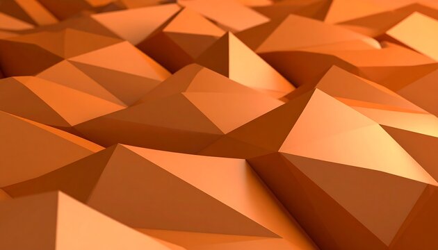 Abstract Orange Geometric Landscape - Low Poly Design.