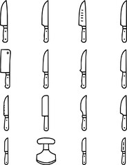 Premium Kitchen Knives – 16 Professional Blade Icons