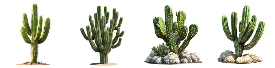 Cactus plant – A desert plant often associated with the western landscape Isolated on Clear White Background Highly Detailed