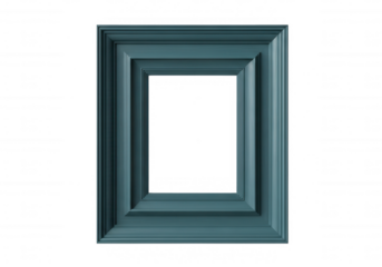 Ornate teal picture frame border isolated on a transparent background