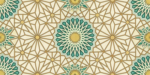 Islamic Art Geometric Tile Pattern Decorative Seamless Vector Background