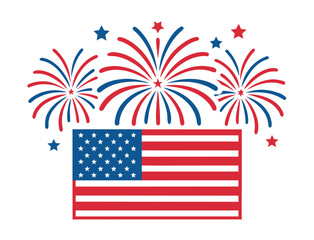 Obraz premium American flag with fireworks celebration patriotic holiday design element vector