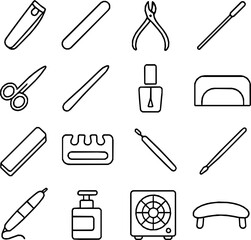 Nail Care & Nail Art Minimal Monoline Vector Icons